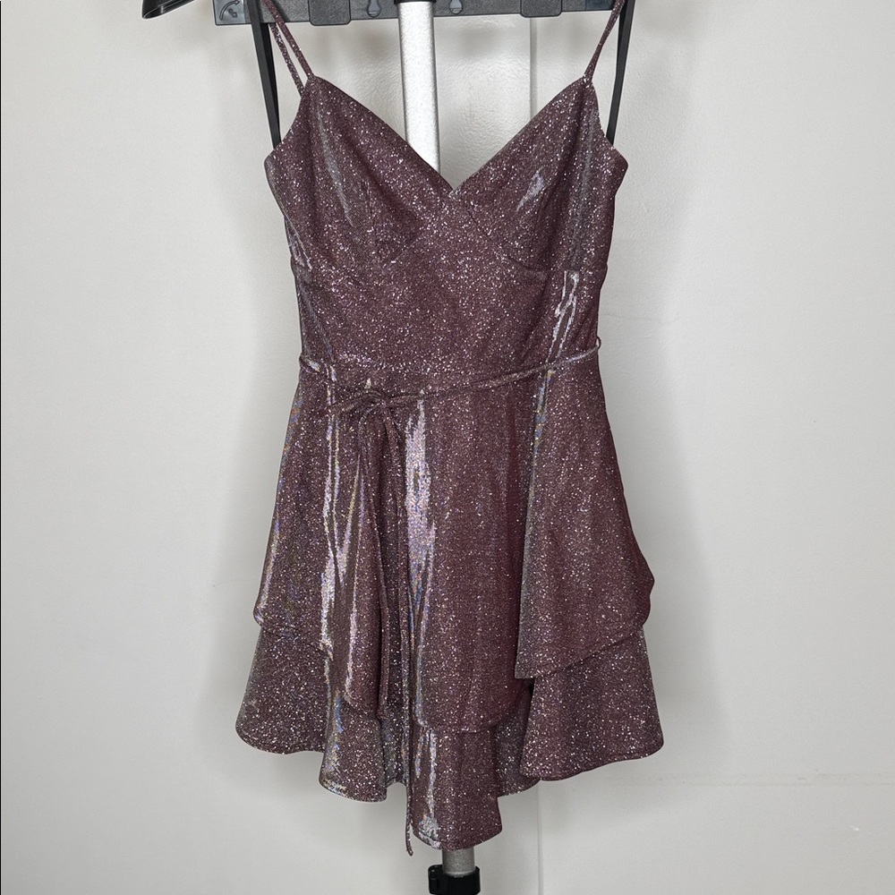 B Darlin Sparkling Mauve Mini Dress